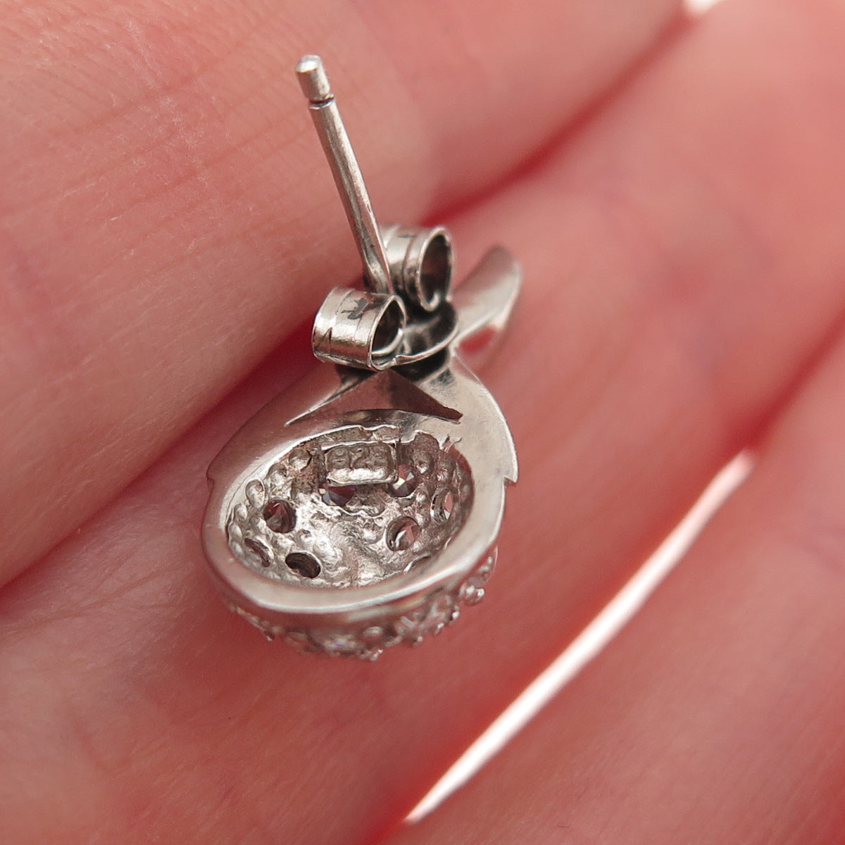 925 Sterling Silver Round-Cut C Z X-Shape Earrings