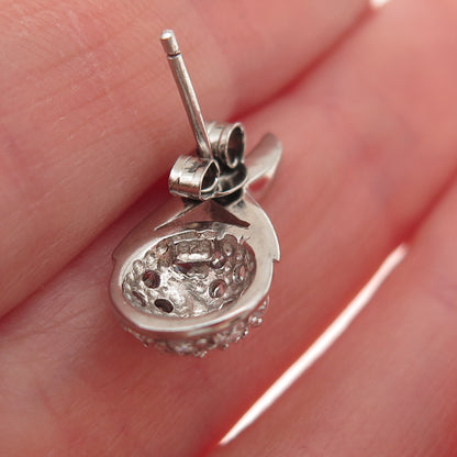 925 Sterling Silver Round-Cut C Z X-Shape Earrings