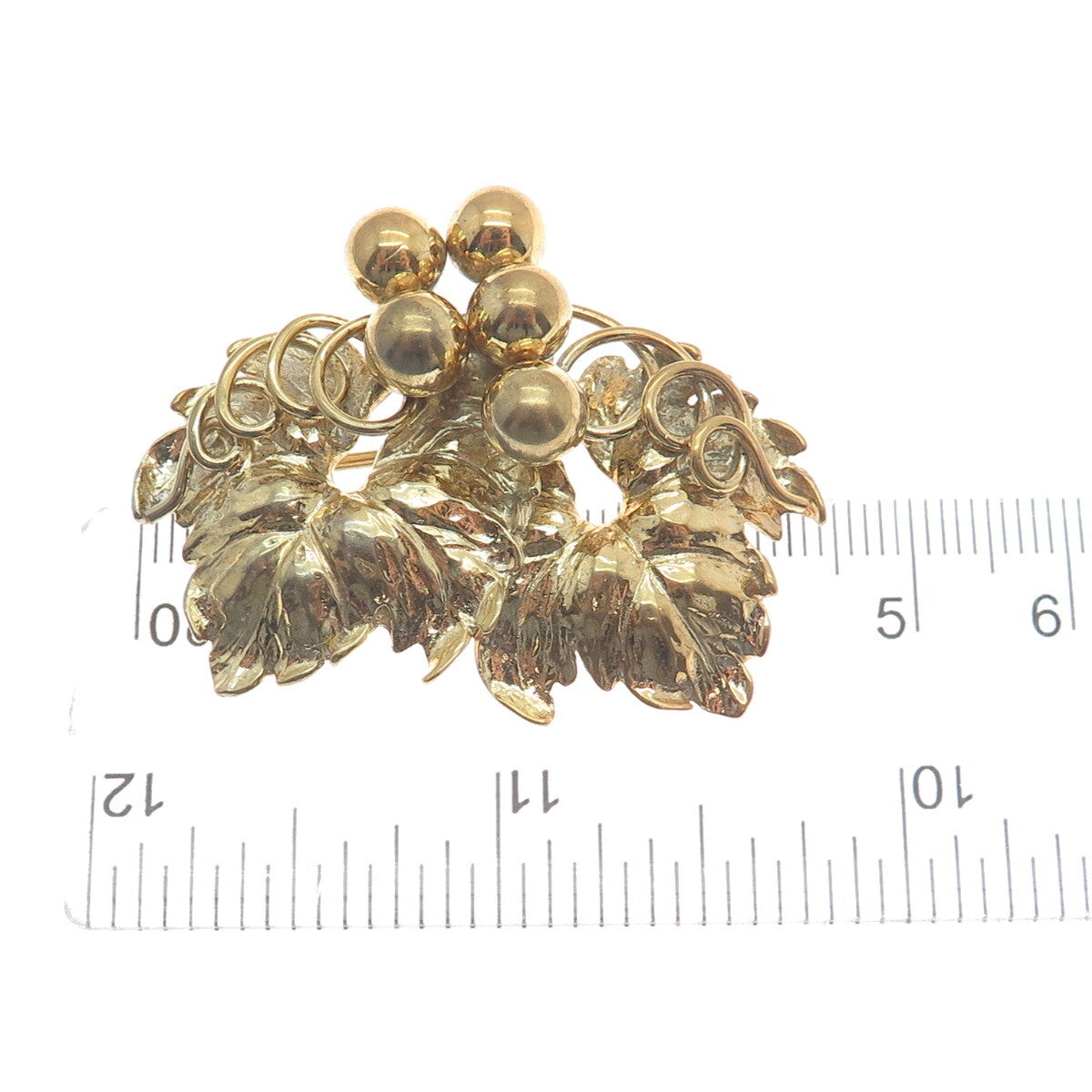 NAPIER 925 Sterling Silver Gold Plated Vintage Grape Leaf Pin Brooch