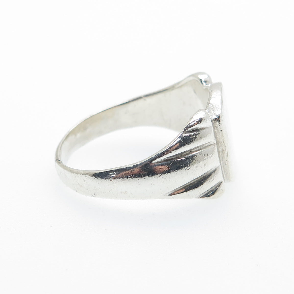 925 Sterling Silver Vintage Engraved ARB Monogram Signet Ring Size 11.5