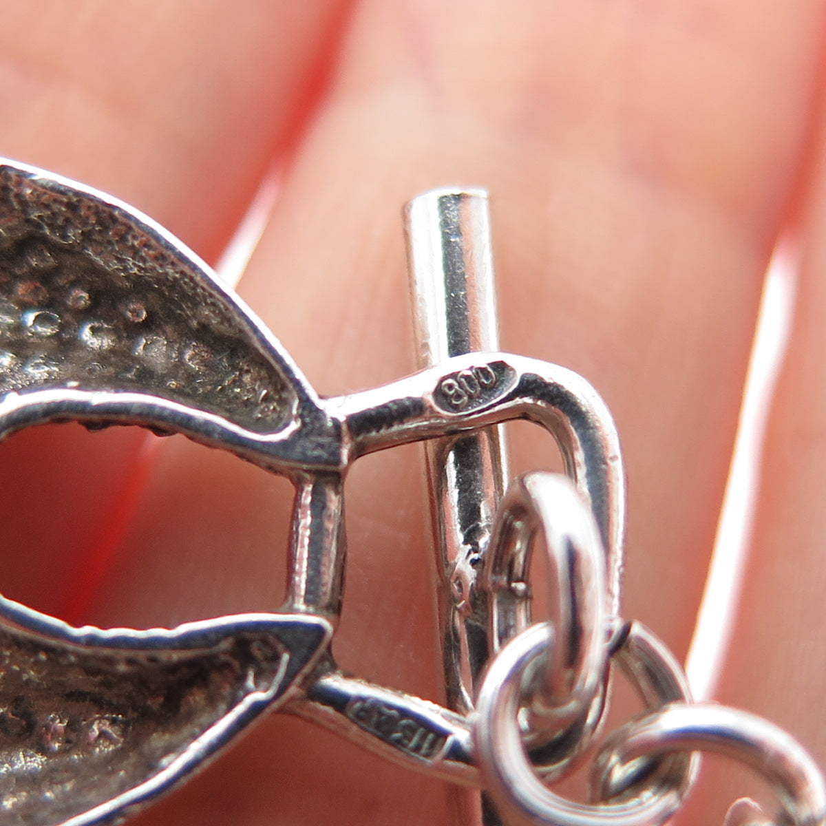 800 Silver Vintage Italy Anchor Mariner Link Oxidized Bracelet 6.75"
