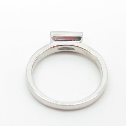 925 Sterling Silver Emerald-Cut Shaped C Z Ring Size 4.75