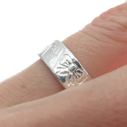 999 Fine Silver Vintage Lucky Symbols Band Ring Size 5.25