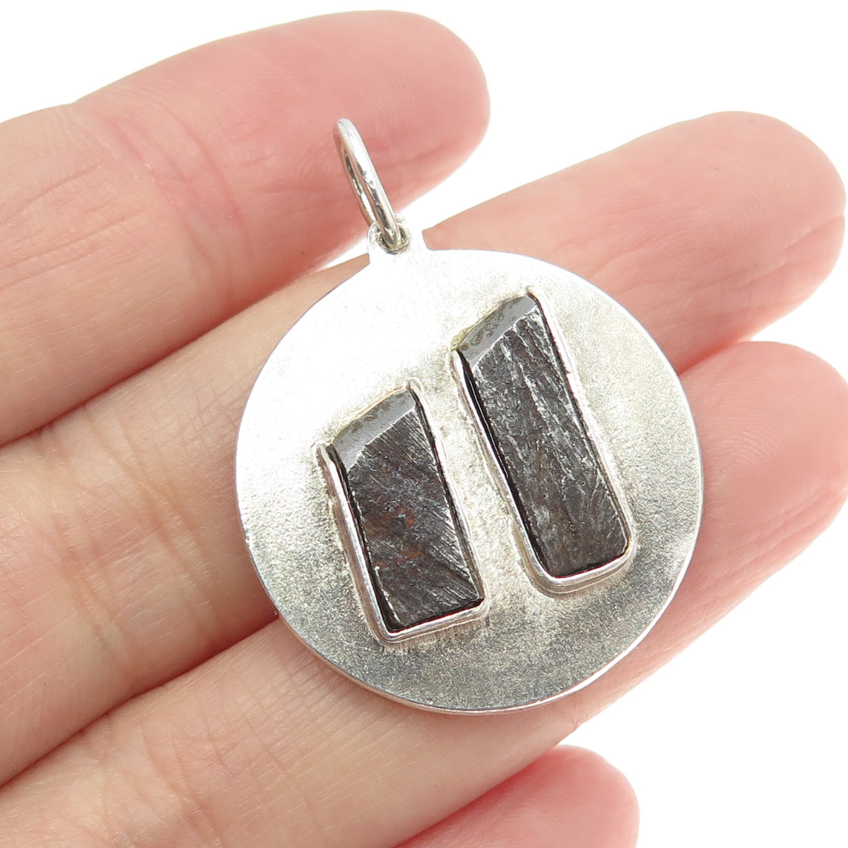 SANNA JEWELERS 925 Sterling Silver Vintage Meteorite Modernist Pendant