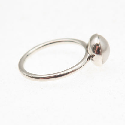 Pandora 925 Sterling Silver Faux Pearl Droplet Ring Size 6