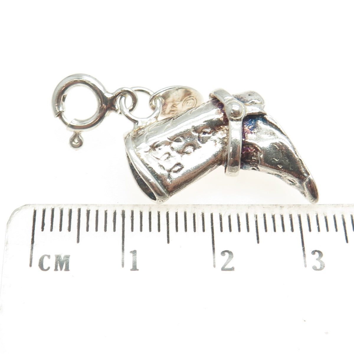 925 Sterling Silver Vintage Italy Cowboy Boot 3D Charm Pendant