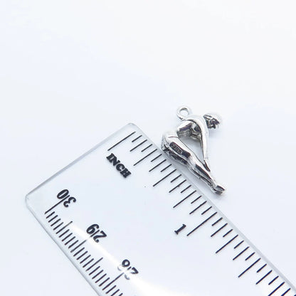 925 Sterling Silver Vintage Gymnast / Athlete Girl Charm Pendant