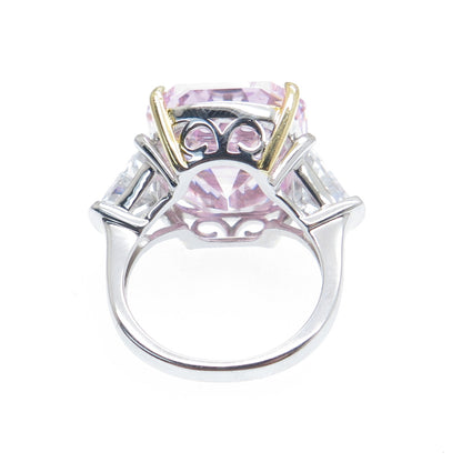 DSMK 925 Sterling Silver 2-Tone White & Pink Multi-Cut C Z Ring Size 6