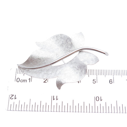 VAN DELL 925 Sterling Silver Vintage Modenrist Floral Leaf Pin Brooch