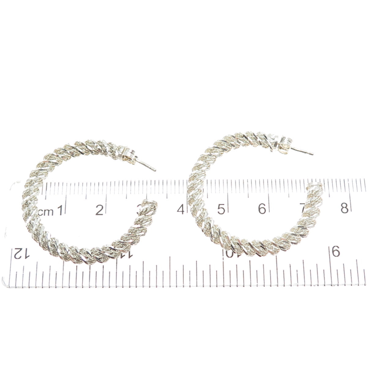 925 Sterling Silver Vintage Twisted Mesh Hoop Earrings
