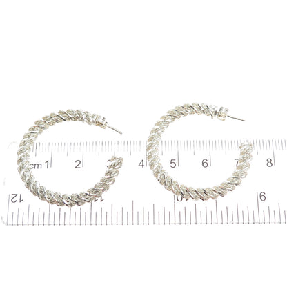 925 Sterling Silver Vintage Twisted Mesh Hoop Earrings