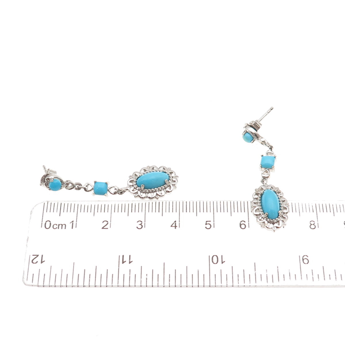 Chuck Clemency Sterling Silver Real Sleeping Beauty Turquoise Floral Earrings