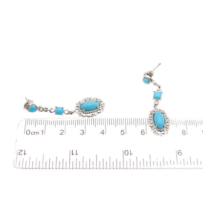 Chuck Clemency Sterling Silver Real Sleeping Beauty Turquoise Floral Earrings
