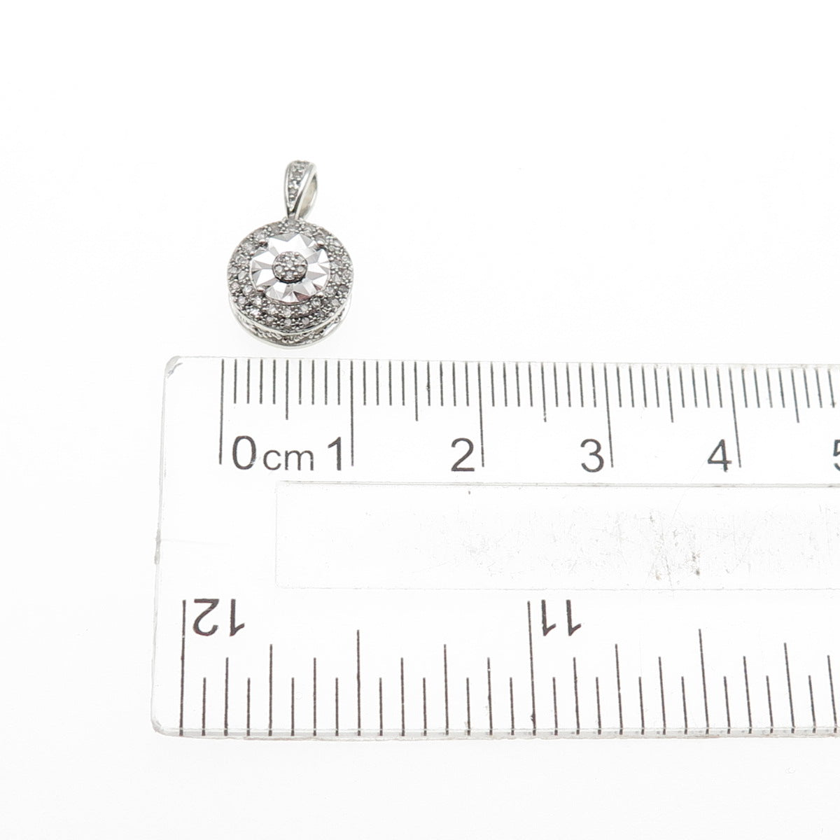 925 Sterling Silver SLD Real Round-Cut Diamond Minimalist Charm Pendant