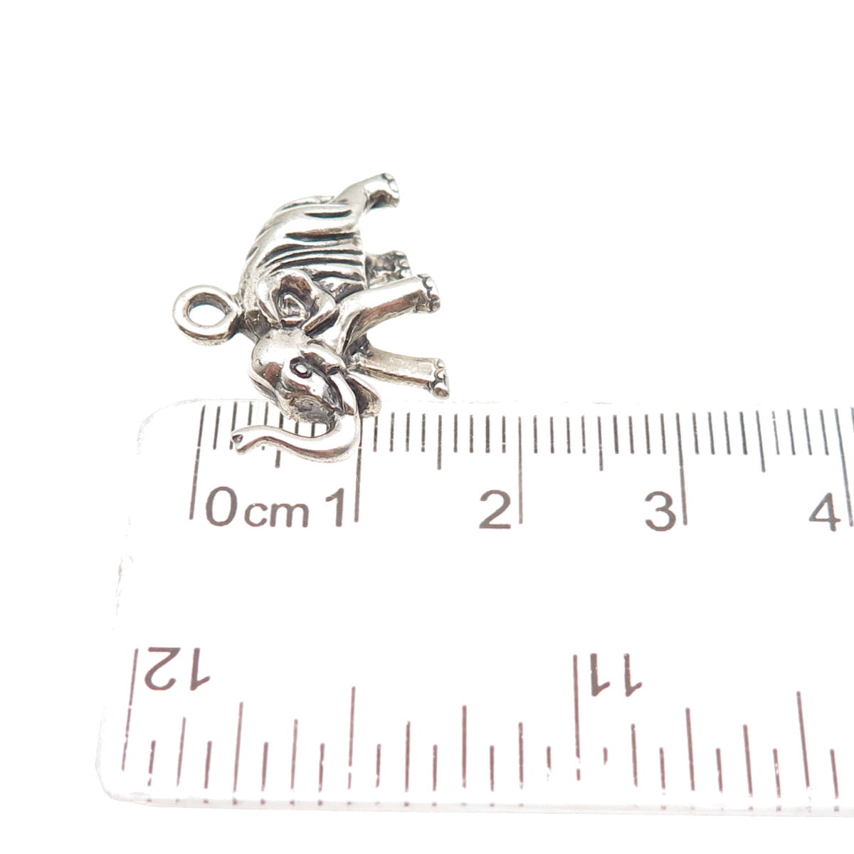 925 Sterling Silver Vintage Elephant Oxidized 3D Mini Charm Pendant