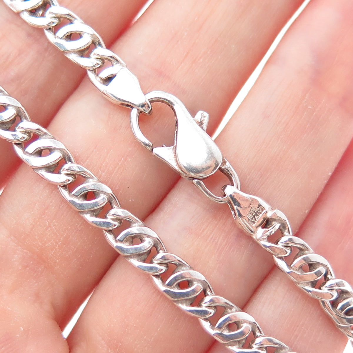 925 Sterling Silver Vintage Italy Celtic Anchor Chain Necklace 20"