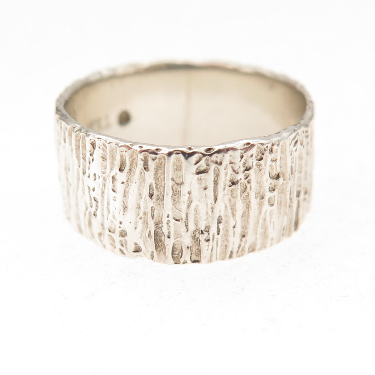 925 Sterling Silver Vintage JEM TES London Textured Oxidized Band Ring Size 6.75