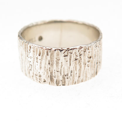 925 Sterling Silver Vintage JEM TES London Textured Oxidized Band Ring Size 6.75