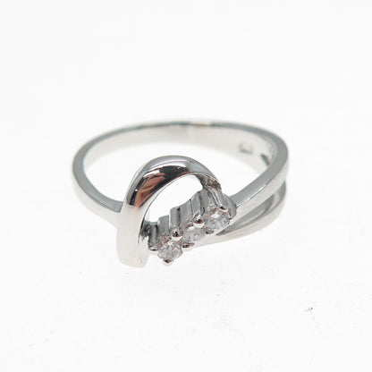 925 Sterling Silver Round-Cut C Z Modernist Wavy Ring Size 7.25