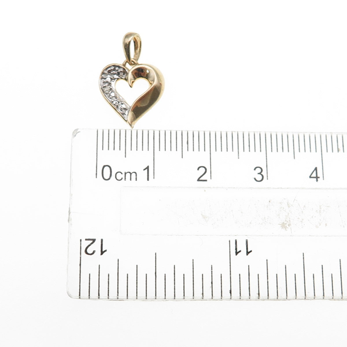 ROSS SIMONS Sterling Silver Gold Plated Real Diamond Accent Heart Mini Pendant