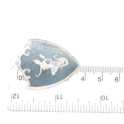 925 Sterling Silver Antique Siam Niello Hindu Goddess Pin Brooch