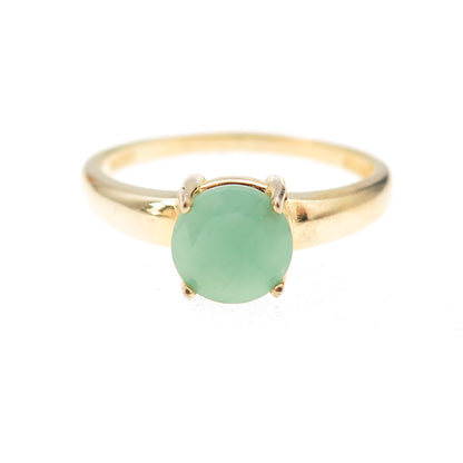 Dee Berkle 925 Sterling Silver Gold Plated Real Round-Cut Jade Ring Size 9