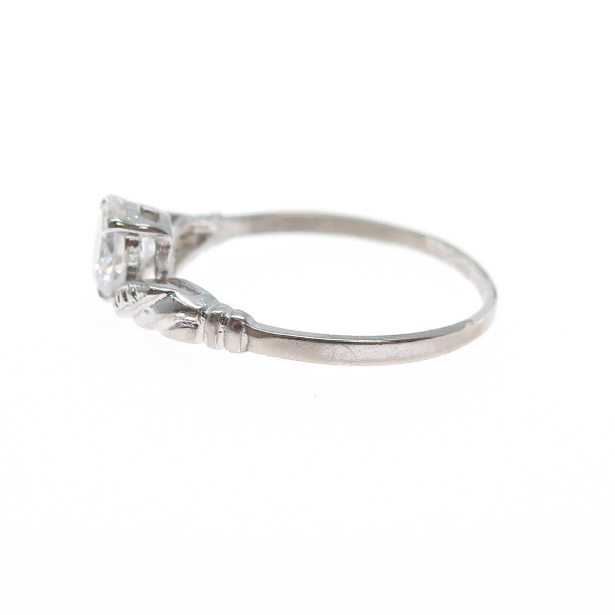 VARGAS & LIND Sterling Silver Vintage Round-Cut C Z Engagement Ring Size 11.25