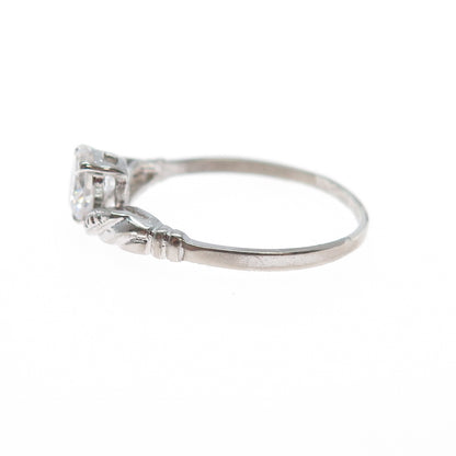 VARGAS & LIND Sterling Silver Vintage Round-Cut C Z Engagement Ring Size 11.25