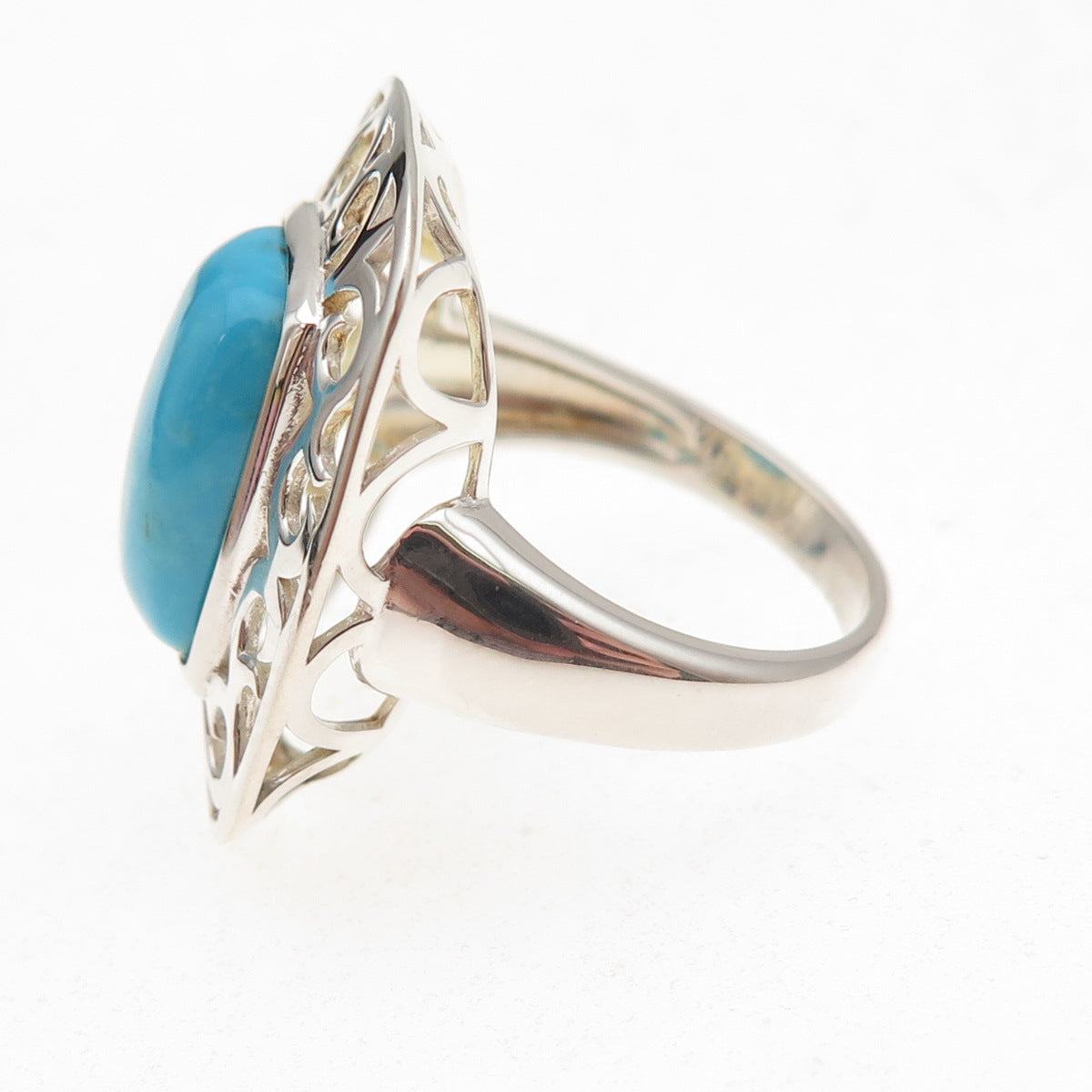 Tehya Oyama 925 Sterling Silver Real Sleeping Beauty Turquoise Swirl Ring Size 8