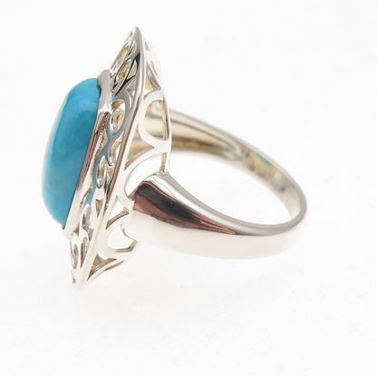 Tehya Oyama 925 Sterling Silver Real Sleeping Beauty Turquoise Swirl Ring Size 8
