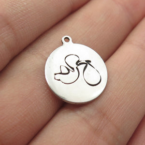 925 Sterling Silver USA Two In Town Stork Charm Pendant