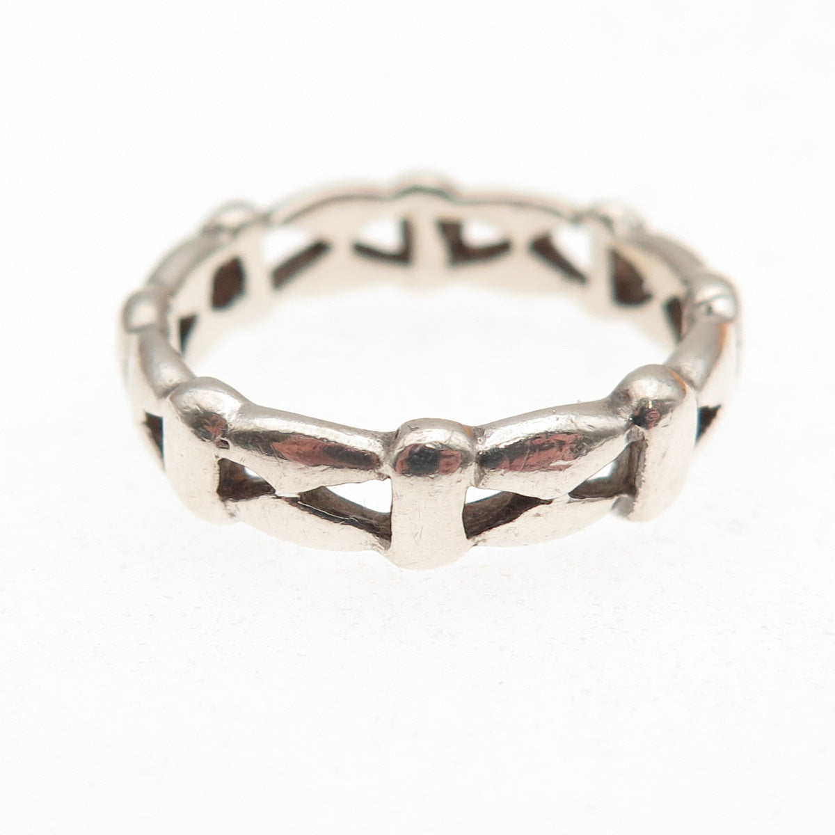925 Sterling Silver Vintage Modernist Band Ring Size 6.25