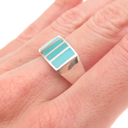 Doug Paulus 925 Sterling Silver Vintage Real Tyrone Turquoise Ring Size 9