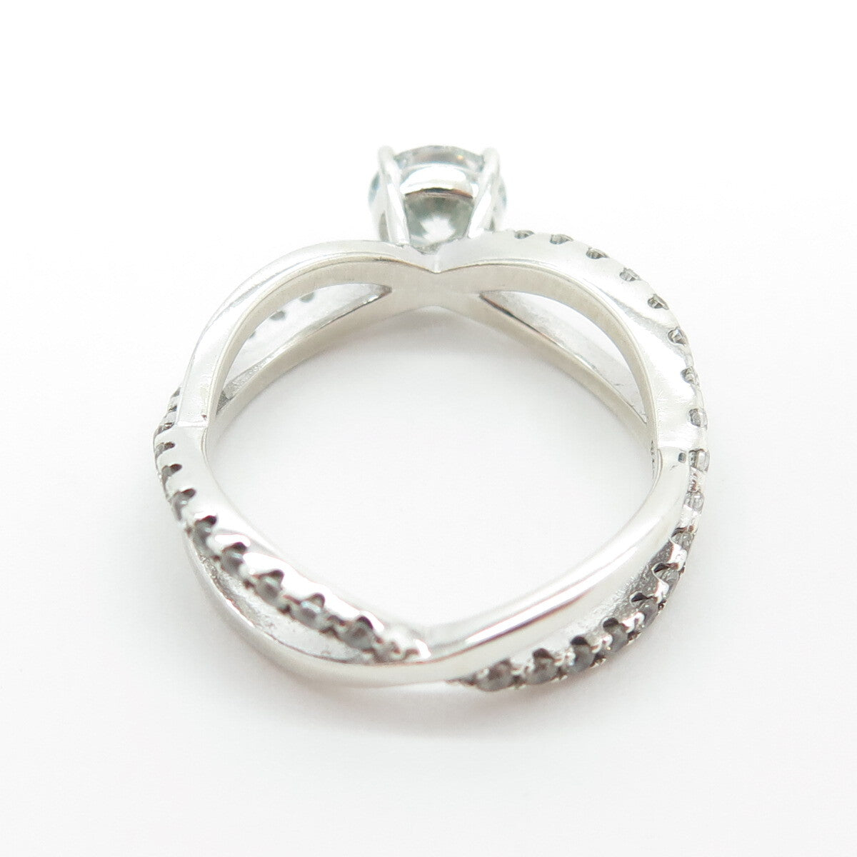 925 Sterling Silver Round-Cut C Z Engagement Ring Size 7.25