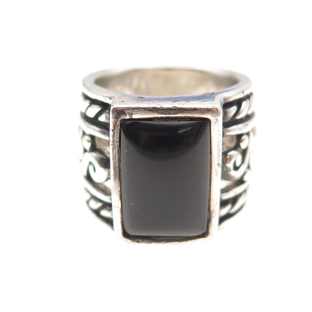 Silpada 925 Sterling Silver Vintage Real Black Onyx Oxidized Ring Size 5