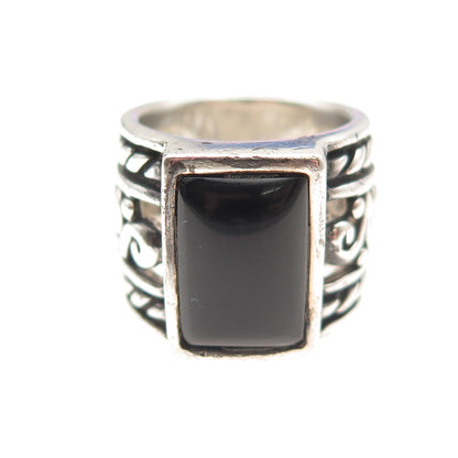 Silpada 925 Sterling Silver Vintage Real Black Onyx Oxidized Ring Size 5
