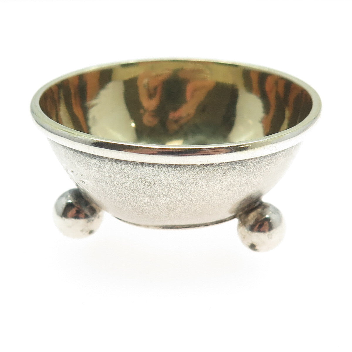 875 Silver Antique Art Deco European Engraved Saltcellar