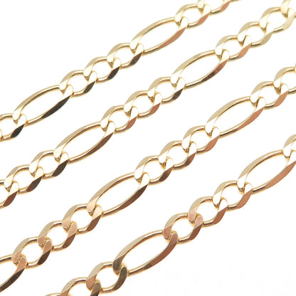 Han 925 Sterling Silver Gold Plated Italy Figaro Chain Necklace 18"