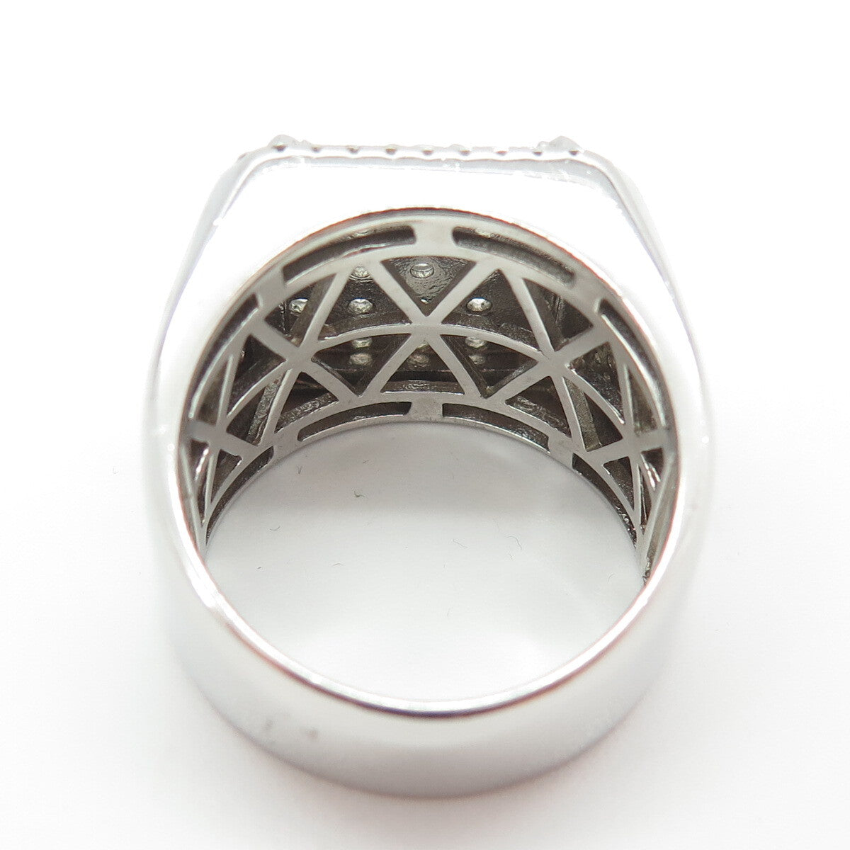 925 Sterling Silver Pave C Z Domed Ring Size 12.25