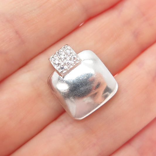 925 Sterling Silver Vintage Round-Cut C Z Minimalist Slide Charm Pendant