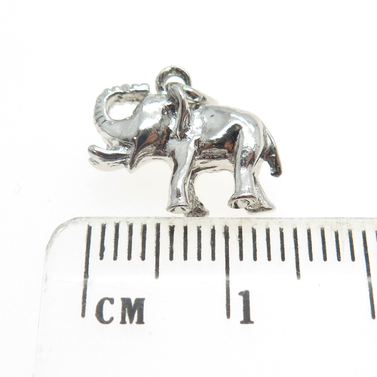 925 Sterling Silver Vintage Elephant Minimalist 3D Charm Pendant