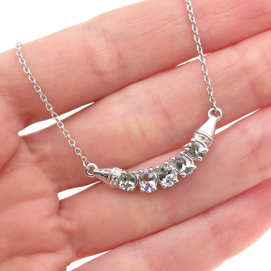 Chuck Clemency 925 Sterling Silver Real Tanzanite Cable Chain Necklace 18"