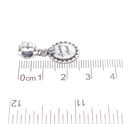 PANDORA 925 Sterling Silver Round-Cut C Z Loving Aunt Heart Dangle Charm