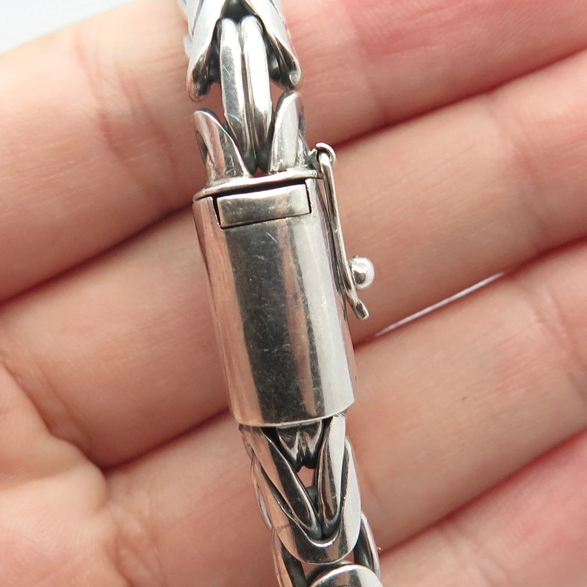925 Sterling Silver Vintage Byzantine Link Bracelet 7.25"