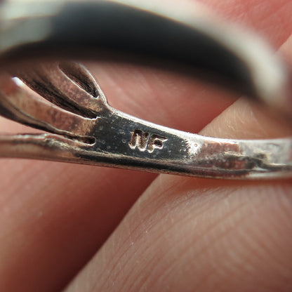 CHAPAL ZENRAY 925 Sterling Silver Vintage Crisscross Oxidized Ring Size 6