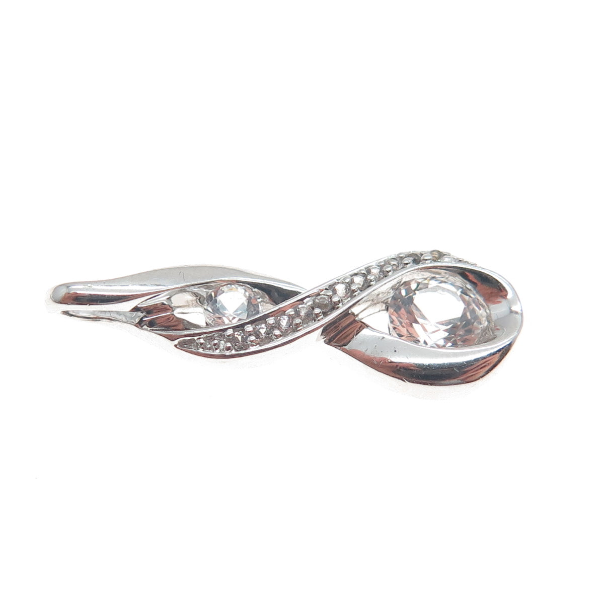 925 Sterling Silver Round-Cut C Z Infinity Twisted Charm Pendant