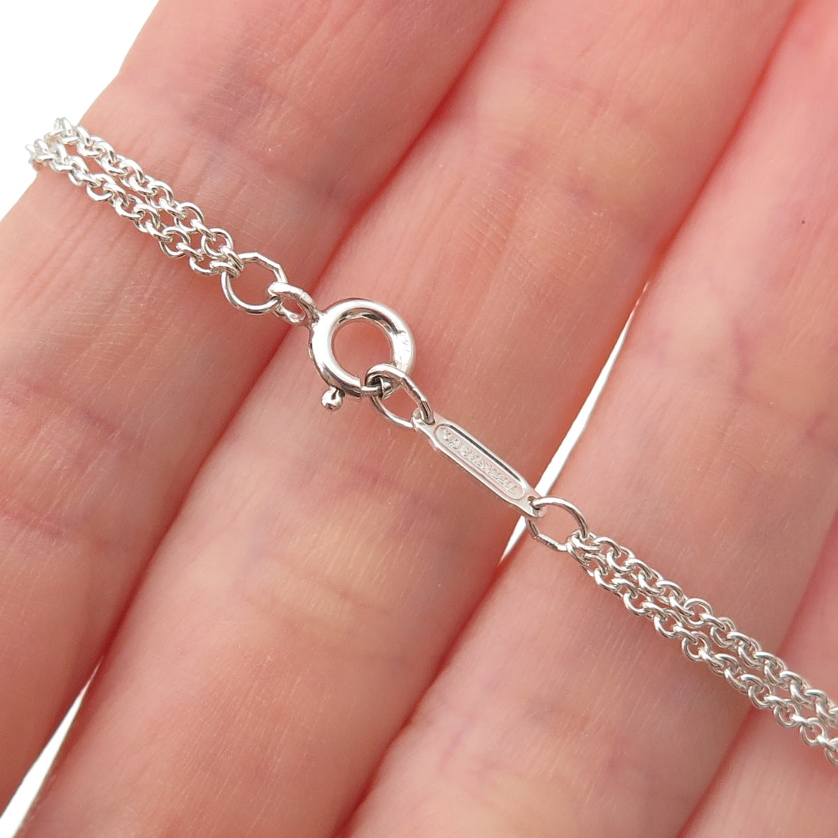 Tiffany & Co. 925 Sterling Silver Vintage Infinity Double Chain Necklace 16"