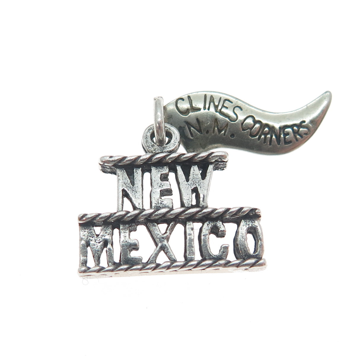 925 Sterling Silver Vintage New Mexico Oxidized Minimalist Charm Pendant