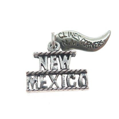 925 Sterling Silver Vintage New Mexico Oxidized Minimalist Charm Pendant