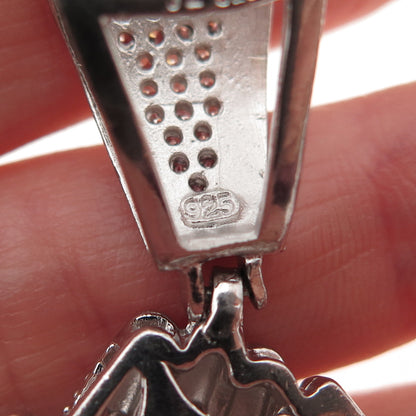925 Sterling Silver Round-Cut C Z Prayer Hands Pendant